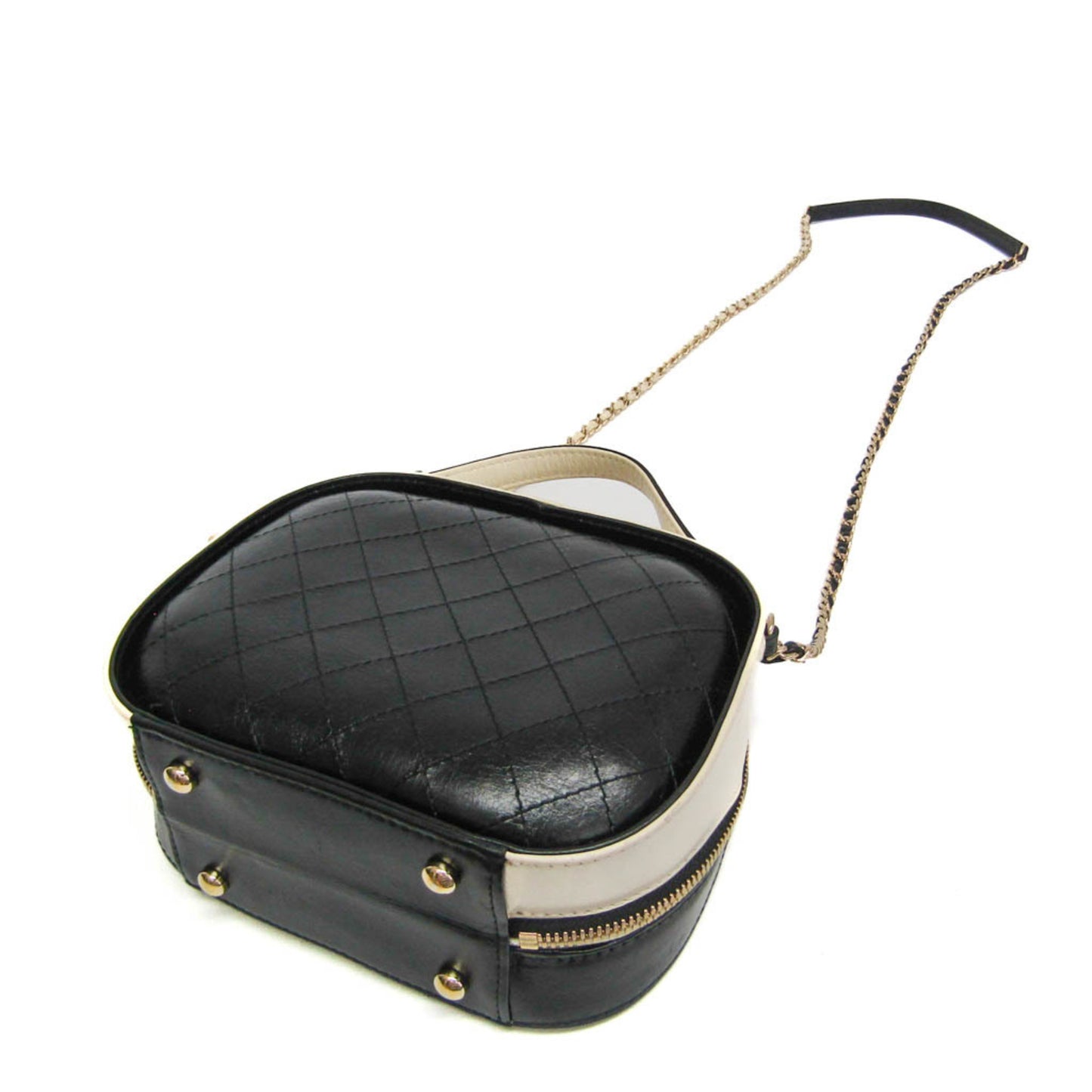 Chanel Vanity Case Bag Quilted Crumpled Calfskin, Black, Leather, Shoulder Bag