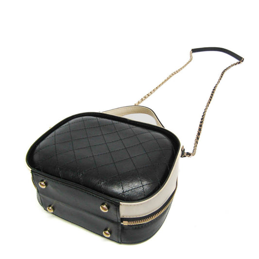 Chanel Vanity Case Bag Quilted Crumpled Calfskin, Black, Leather, Shoulder Bag