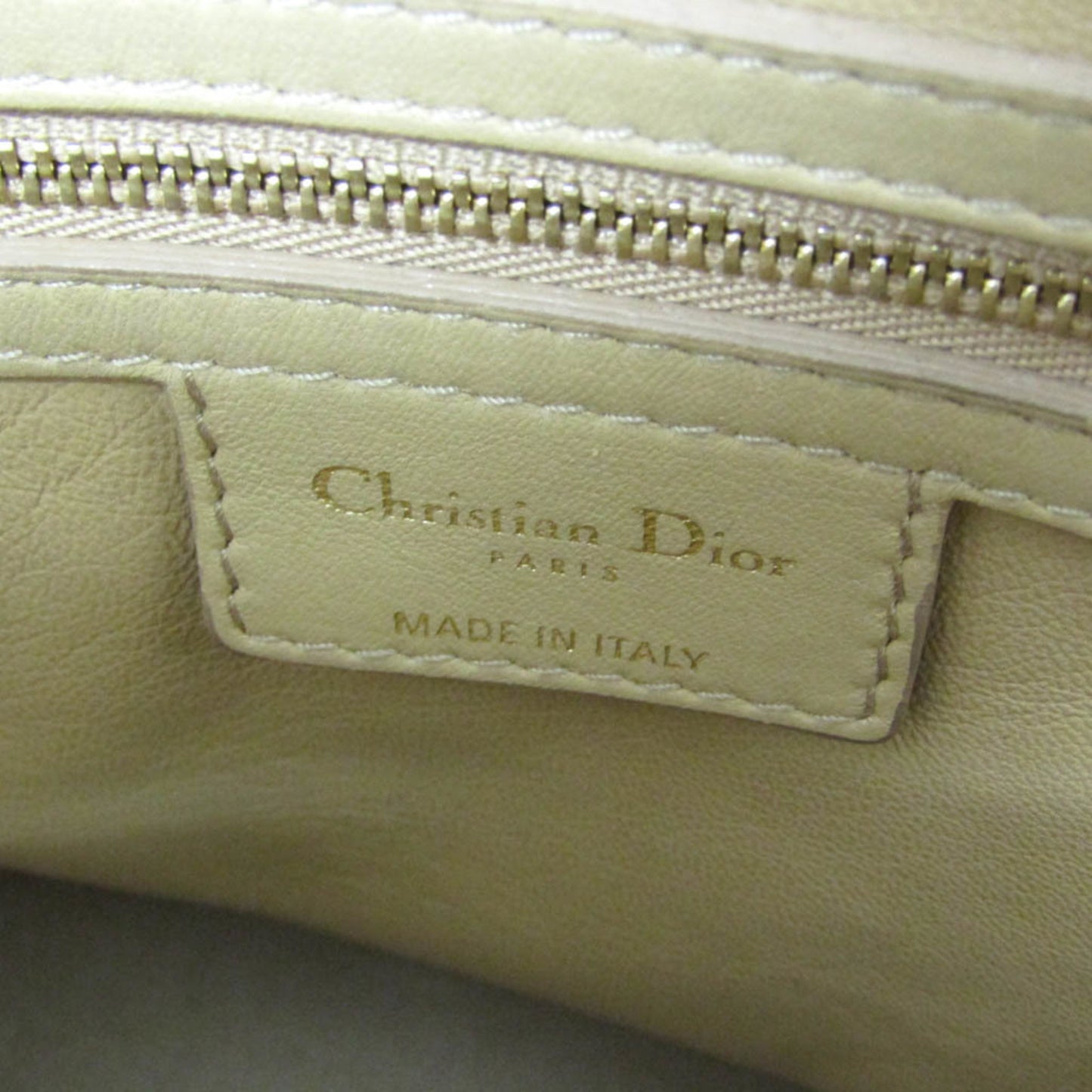 Christian Dior Lady cannage Matelassé, Beige, Leather, Handbag