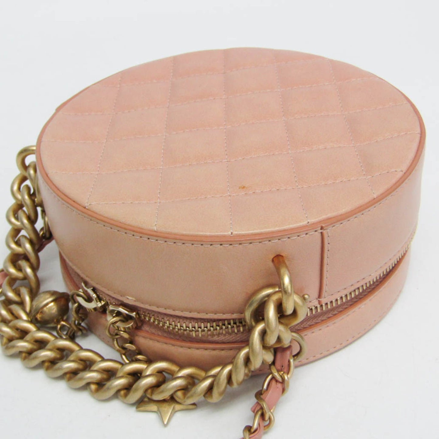 Chanel Round as Earth Crossbody Bag Glazed Calfskin, Pink, Leather, Shoulder Bag