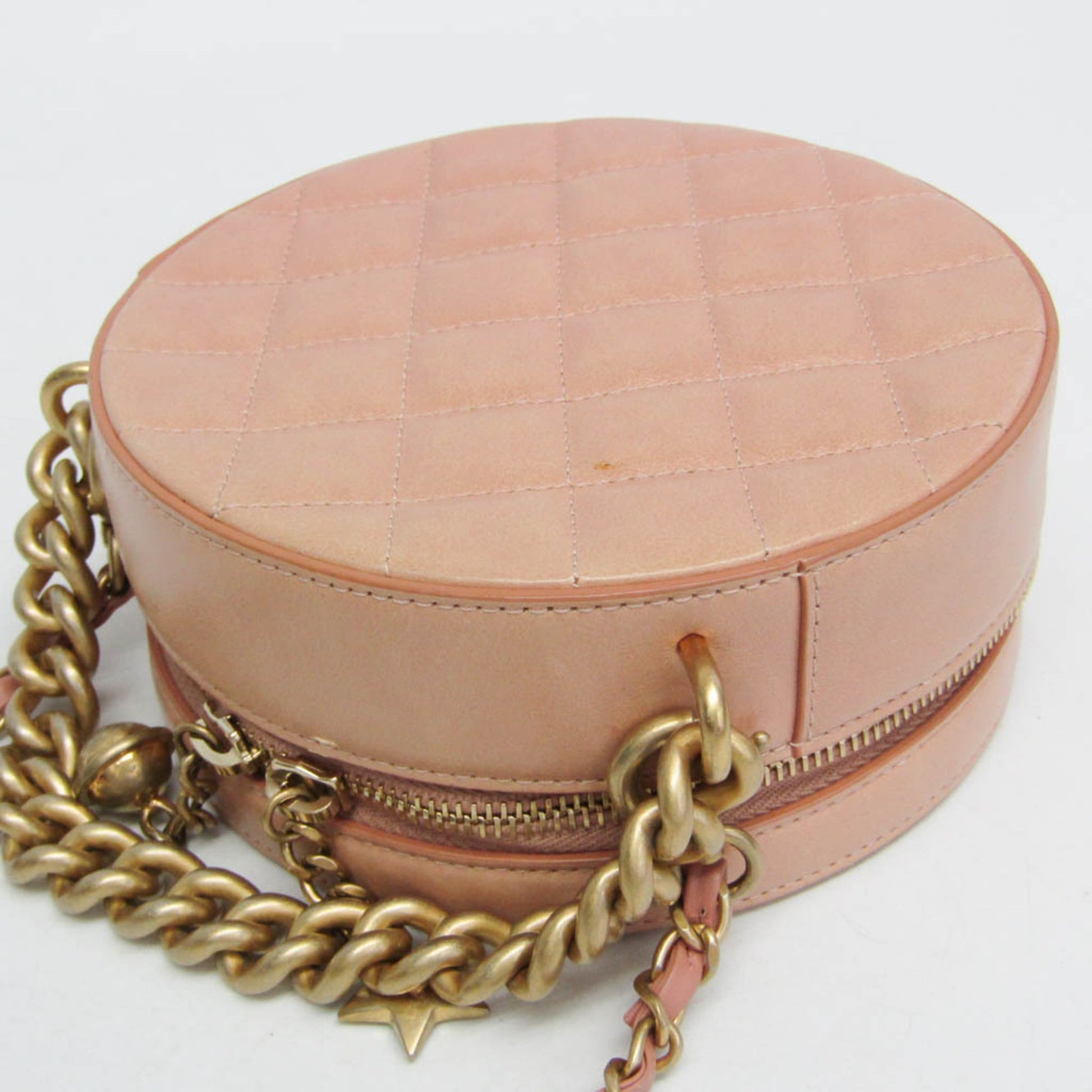 Chanel Round as Earth Crossbody Bag Glazed Calfskin, Pink, Leather, Shoulder Bag