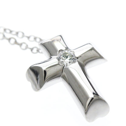 Tiffany & Co. Etoile Cross Pendant Necklace 18K White Gold with Diamonds, Silver, White Gold, Necklace