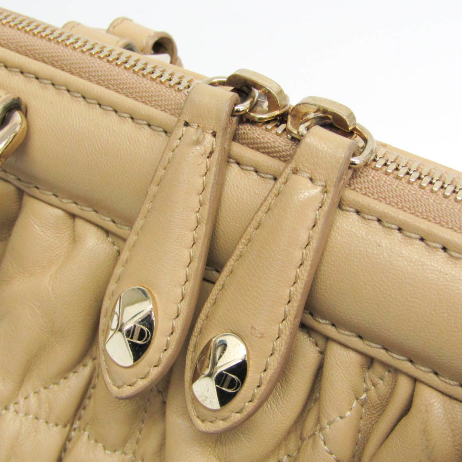 Christian Dior Lady cannage Matelassé, Beige, Leather, Handbag
