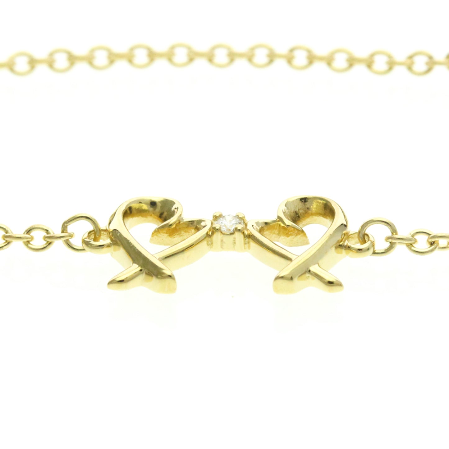 Tiffany & Co. Paloma Picasso Double Loving Heart Bracelet 18K Yellow Gold and Diamond, Gold, Yellow Gold, Bracelet