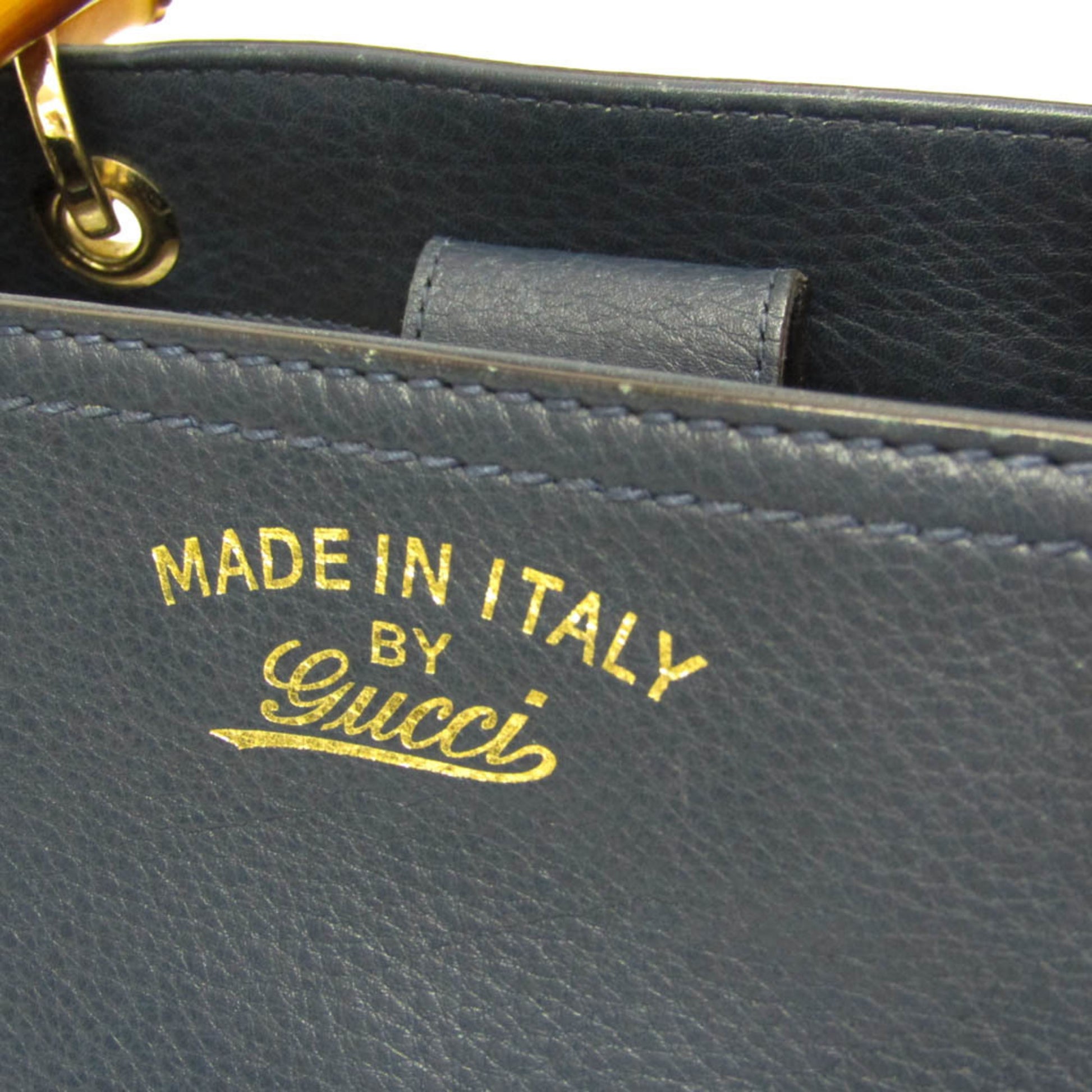 Gucci Bamboo Shopper Tote Leather, Blue, Leather, Tote Bag