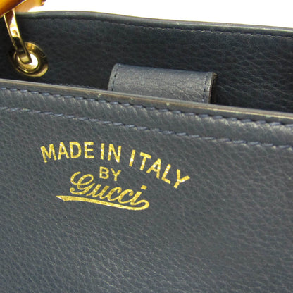 Gucci Bamboo Shopper Tote Leather, Blue, Leather, Tote Bag