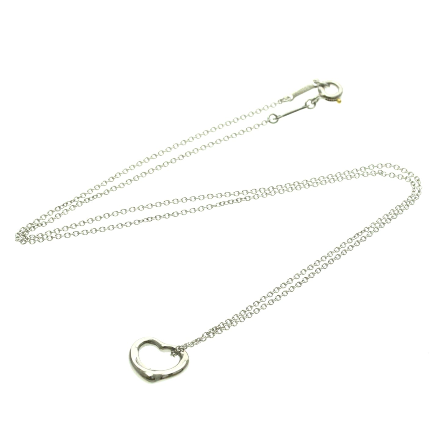 Tiffany & Co. Elsa Peretti Open Heart Pendant Necklace Platinum, Silver, Platinum, Necklace