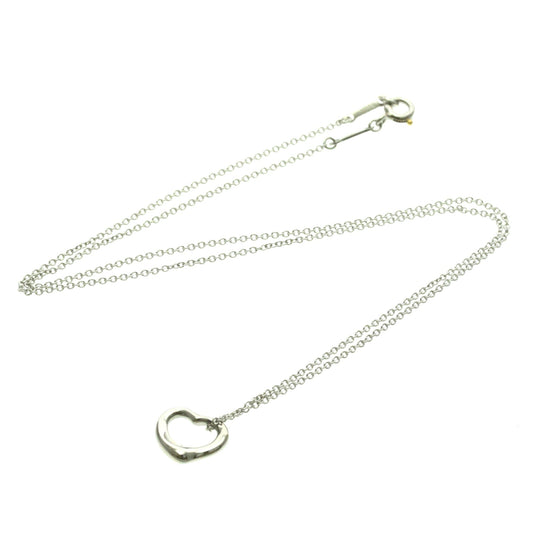 Tiffany & Co. Elsa Peretti Open Heart Pendant Necklace Platinum, Silver, Platinum, Necklace