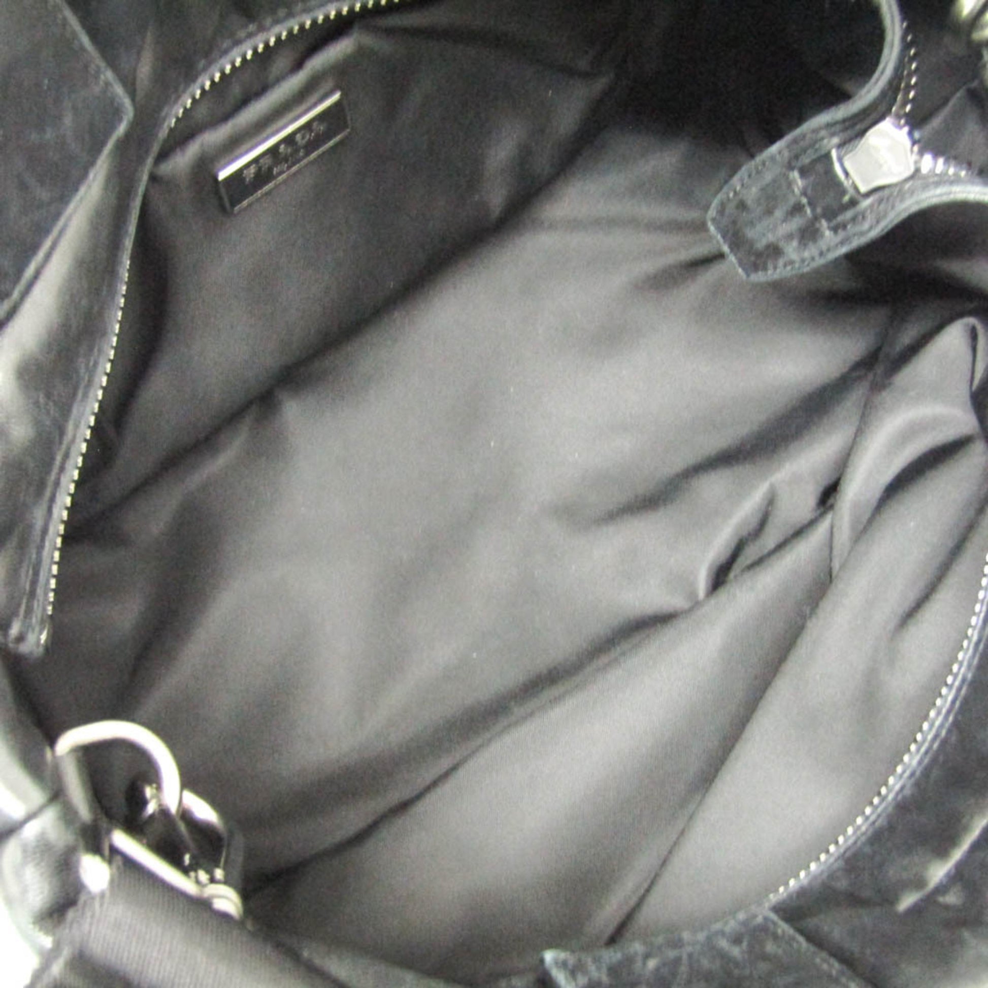 Prada Convertible Double Tote Nappa Leather and Tessuto, Black, Nylon, Handbag