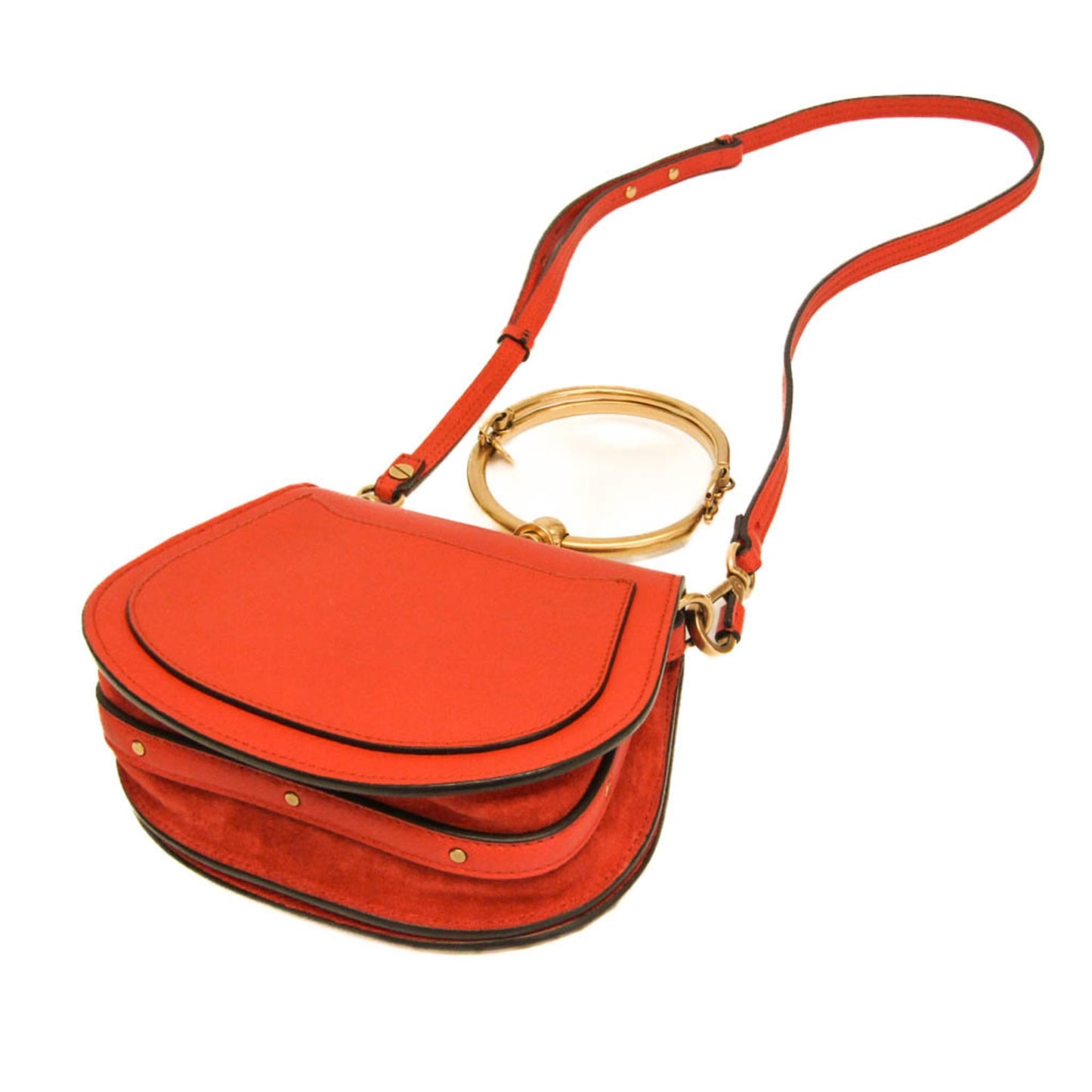 Chloe Nile Crossbody Bag Leather, Orange, Leather, Shoulder Bag