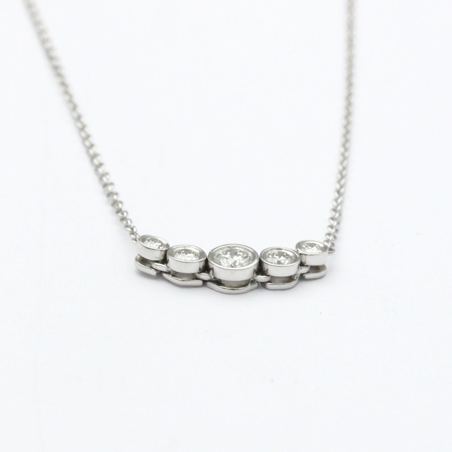 Tiffany & Co. Jazz Graduated Pendant Necklace Platinum and Diamonds, Silver, Platinum, Necklace