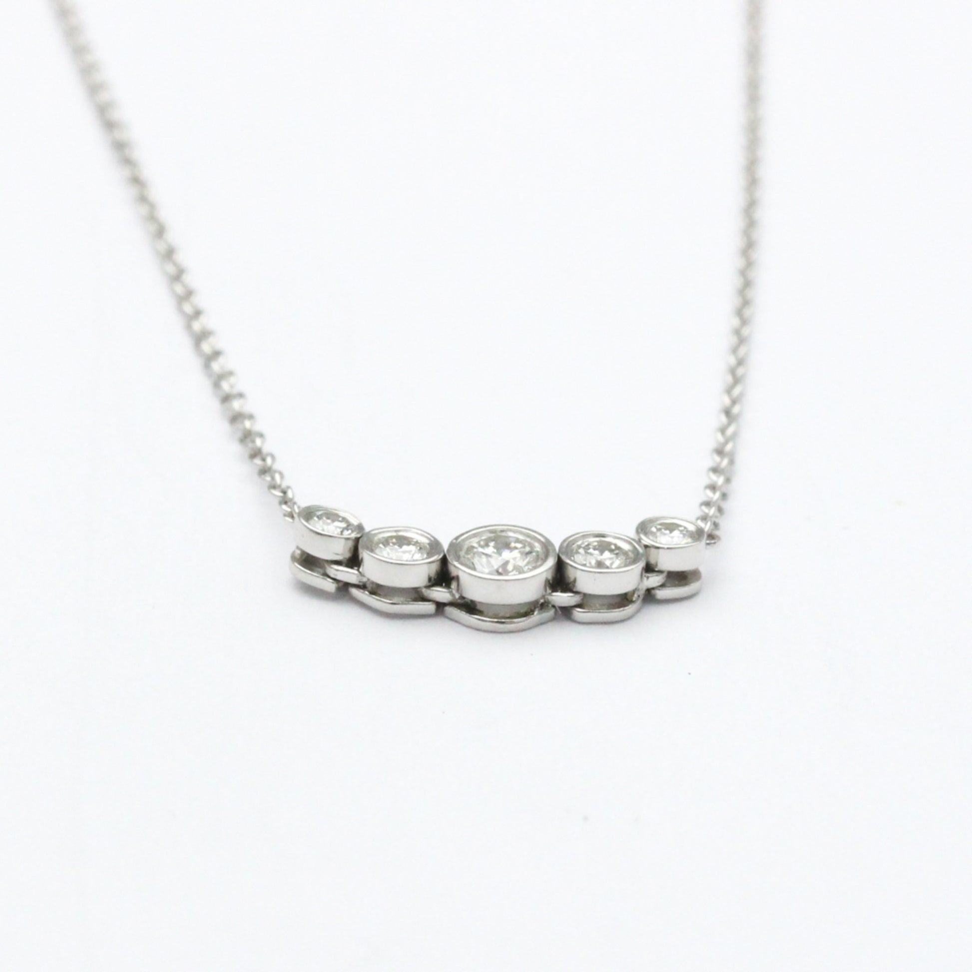 Tiffany & Co. Jazz Graduated Pendant Necklace Platinum and Diamonds, Silver, Platinum, Necklace
