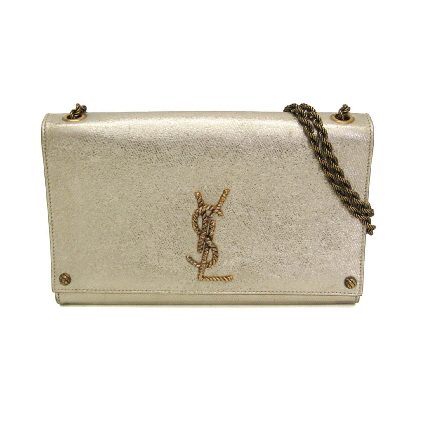 Saint Laurent Classic Monogram Crossbody Bag Calfskin, Gold, Leather, Shoulder Bag