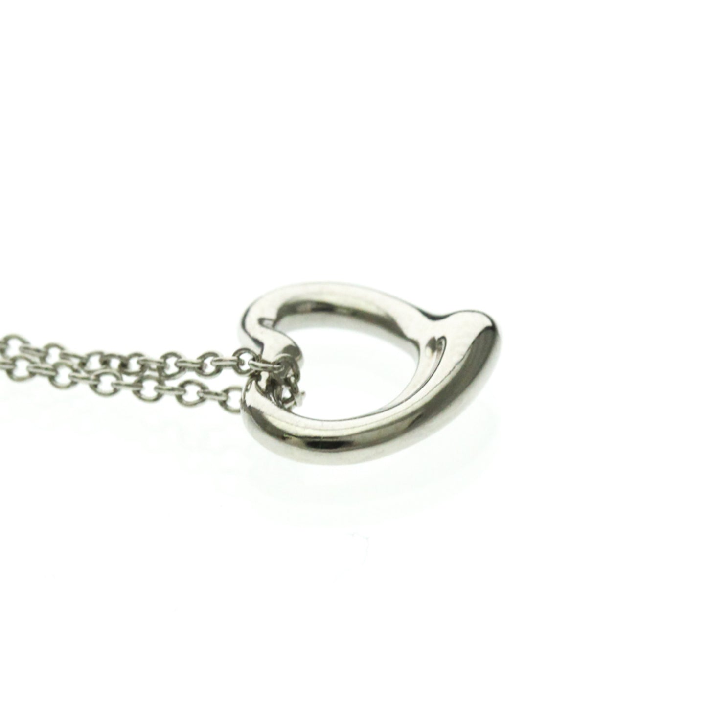 Tiffany & Co. Elsa Peretti Open Heart Pendant Necklace Platinum, Silver, Platinum, Necklace