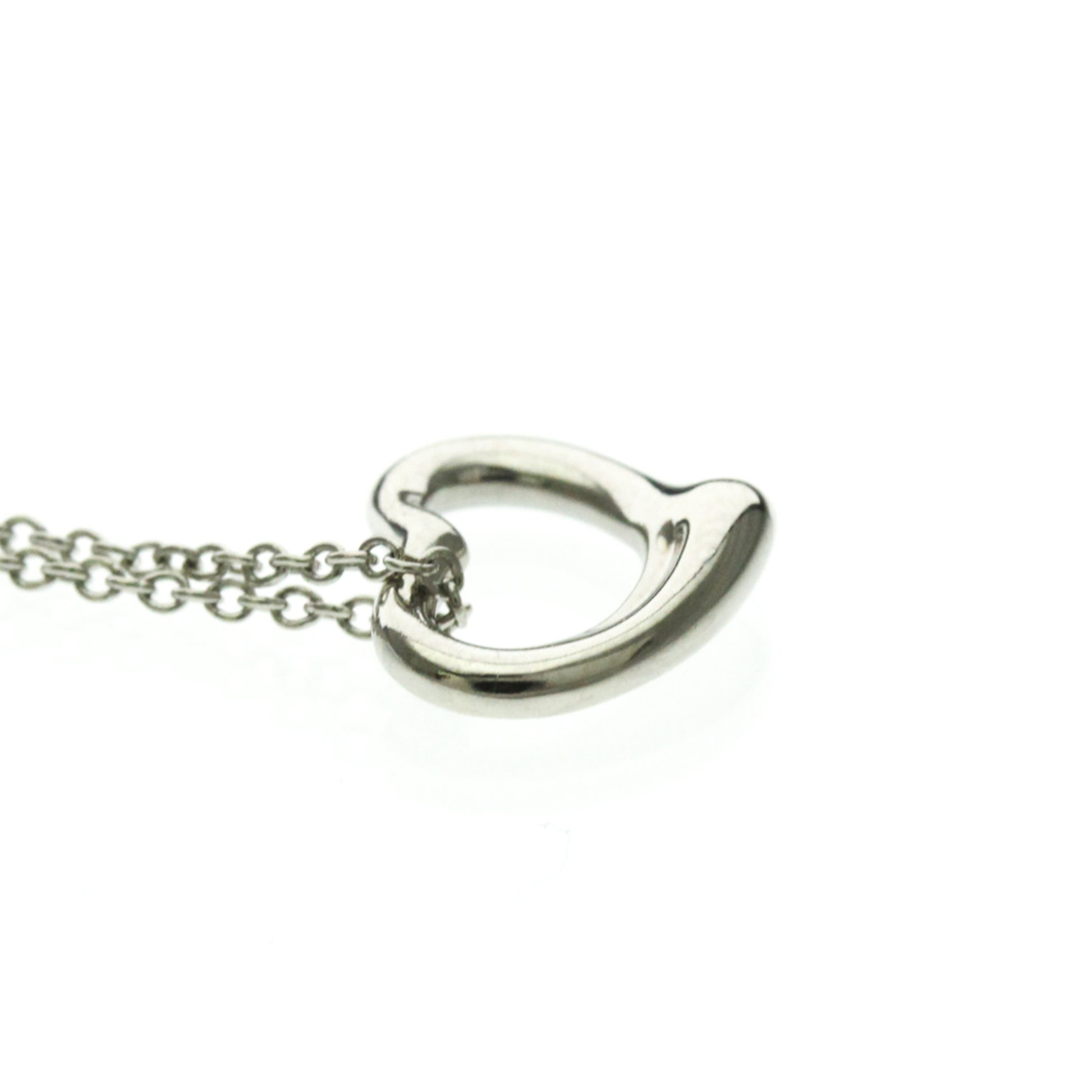 Tiffany & Co. Elsa Peretti Open Heart Pendant Necklace Platinum, Silver, Platinum, Necklace