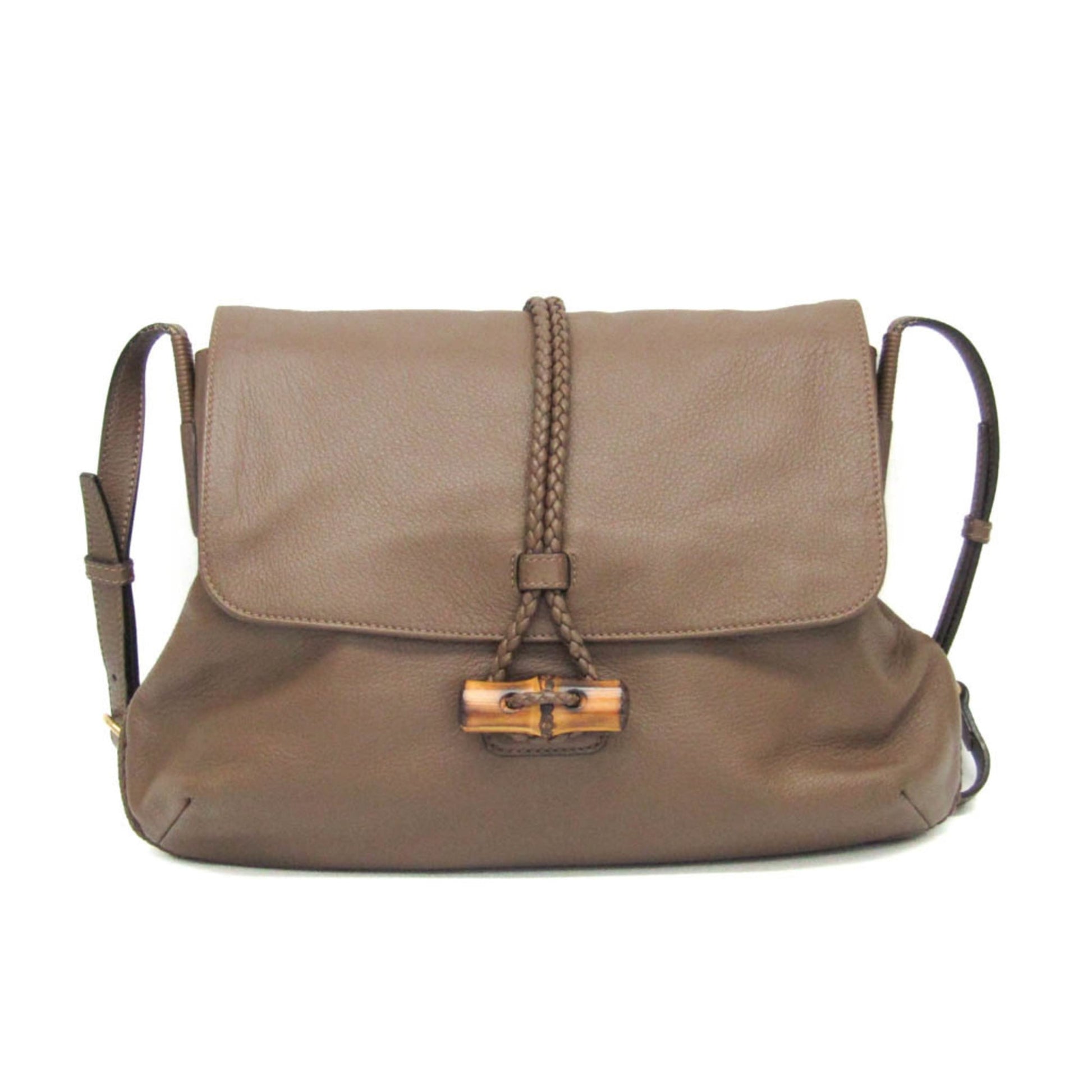 Gucci Bamboo Shoulder Bag Leather, Brown, Leather, Shoulder Bag