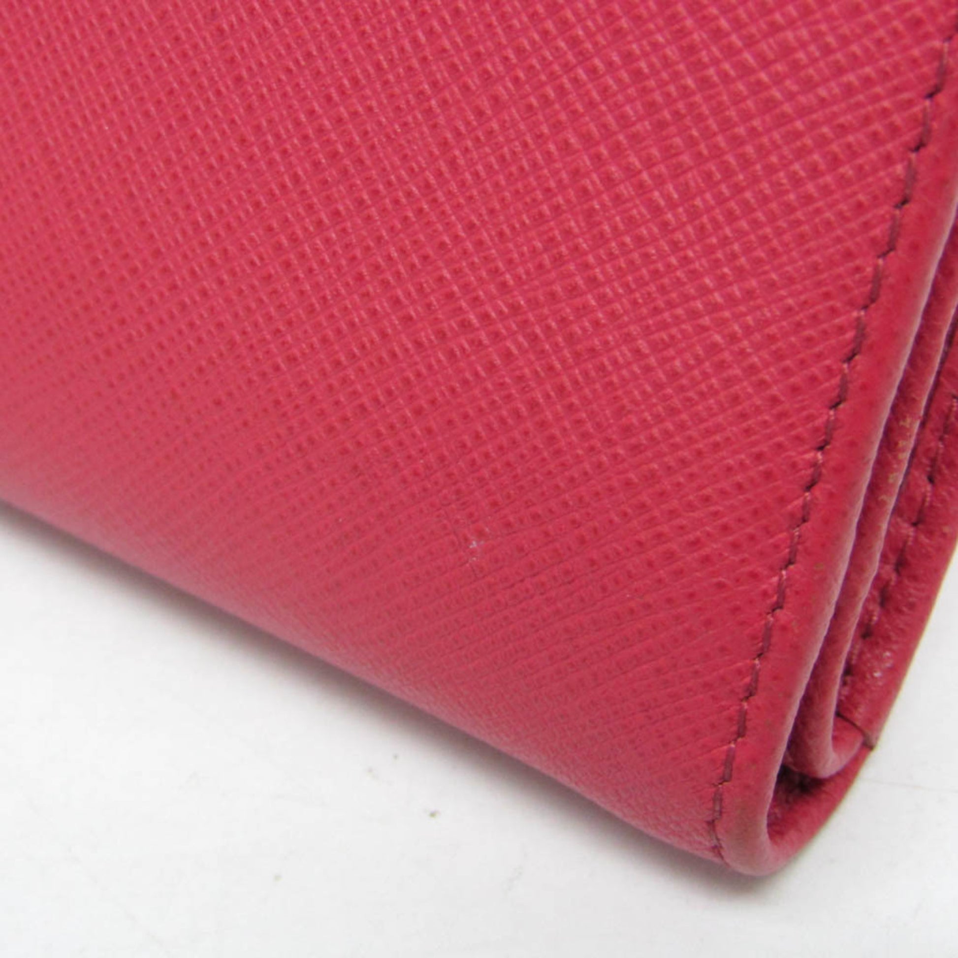 Prada Tab Bifold Wallet Saffiano Leather, Pink, Leather, Wallet