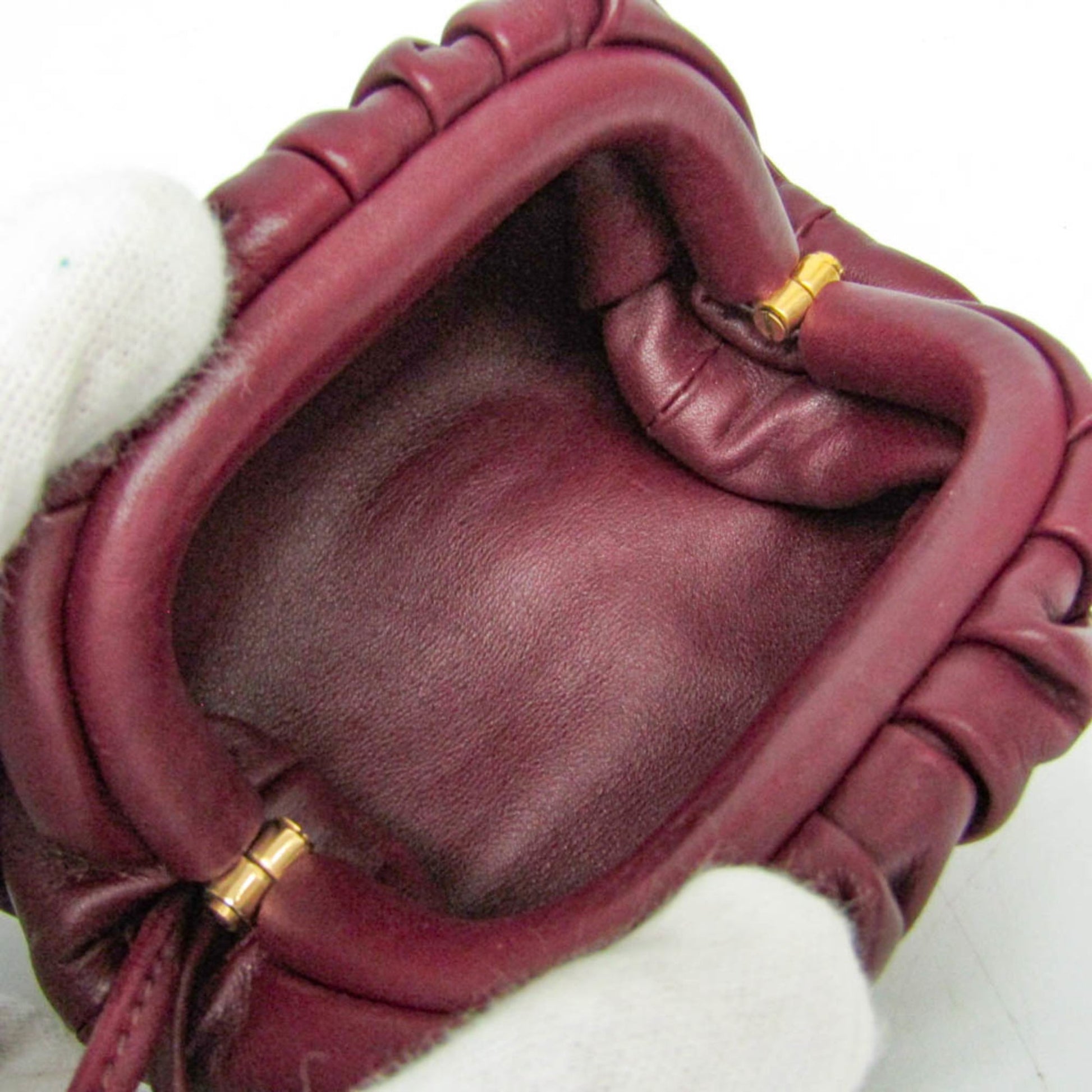 Bottega Veneta The Pouch Leather, Burgundy, Leather, Clutch