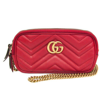 Gucci GG marmont Black leather, Red, Leather, Shoulder Bag