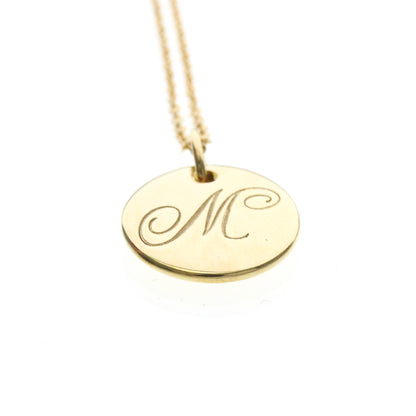 Tiffany & Co. Letter Disc Charm Pendant Necklace 18K Yellow Gold, Gold, Yellow Gold, Necklace
