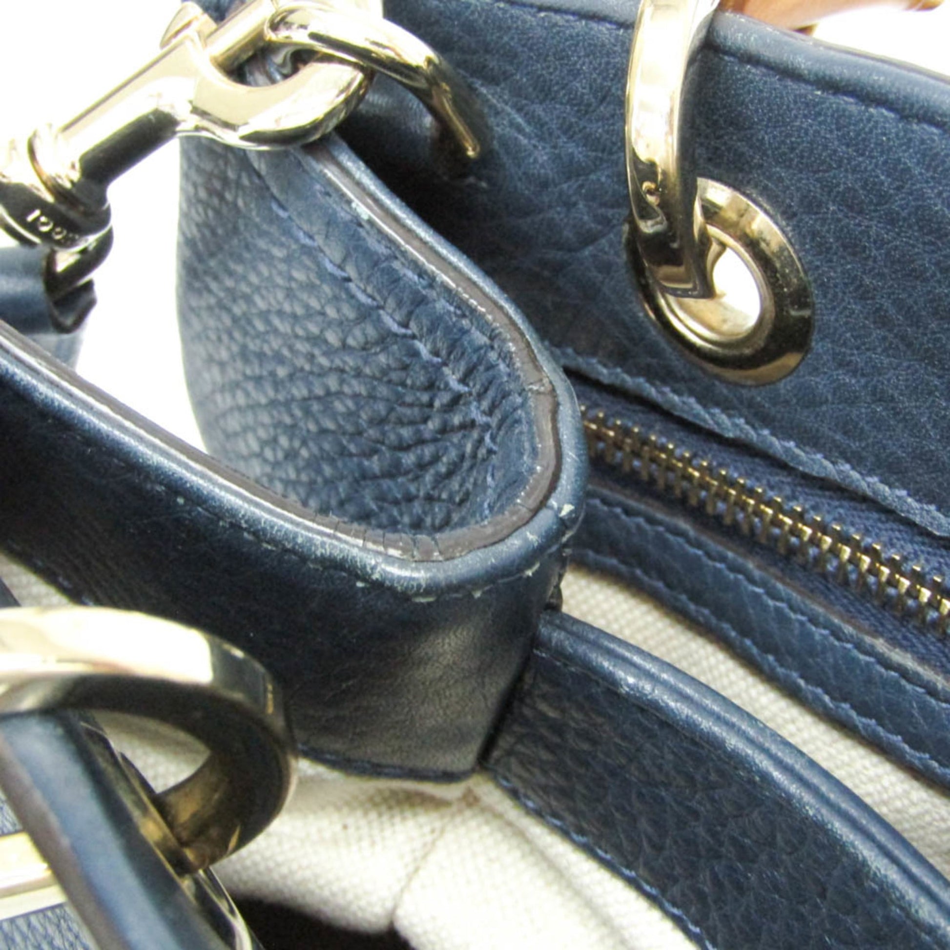 Gucci Bamboo Shopper Tote Leather, Blue, Leather, Tote Bag