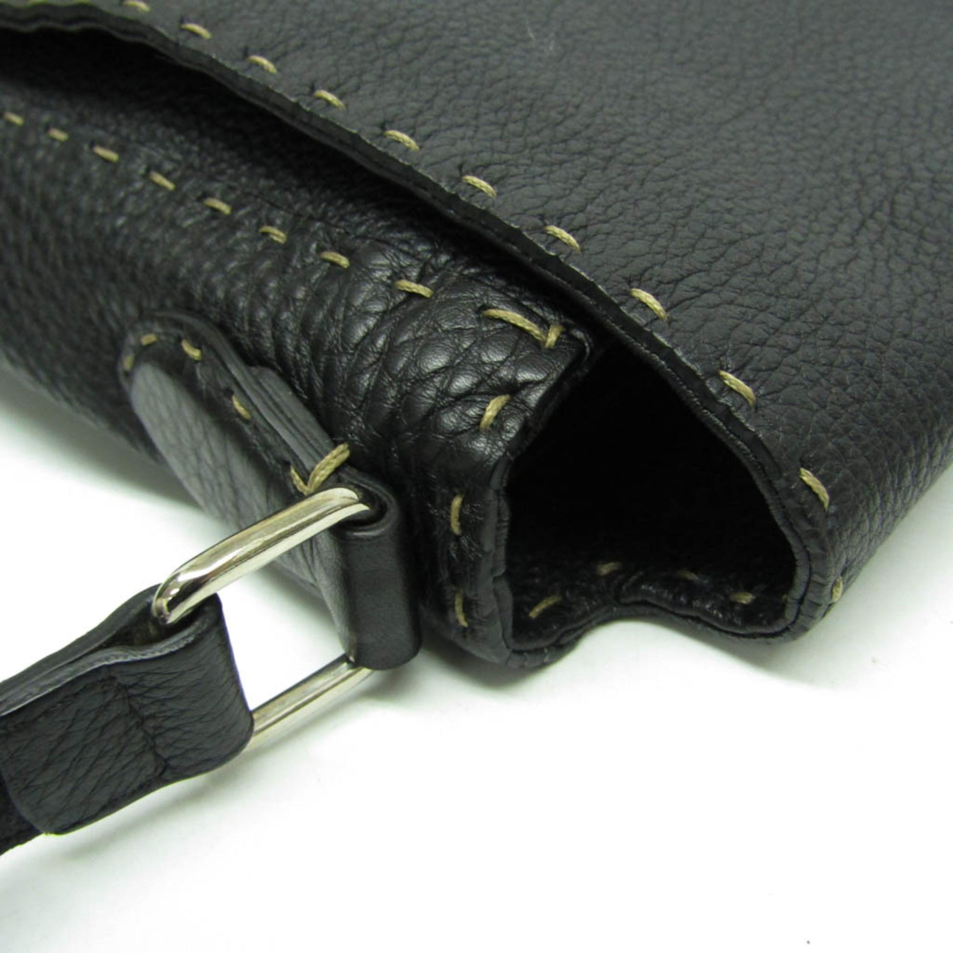 Fendi Selleria Messenger Bag Leather, Black, Leather, Shoulder Bag