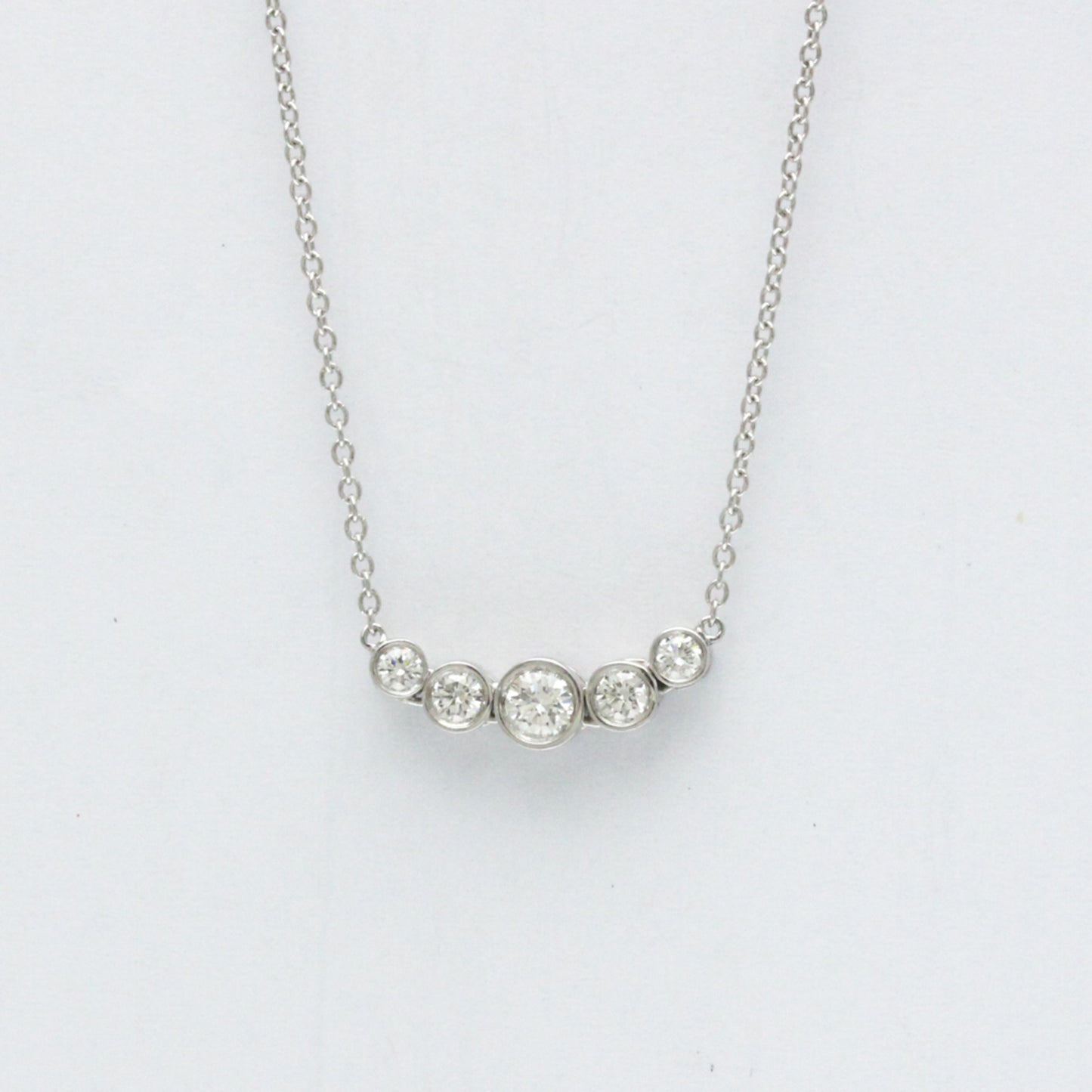 Tiffany & Co. Jazz Graduated Pendant Necklace Platinum and Diamonds, Silver, Platinum, Necklace