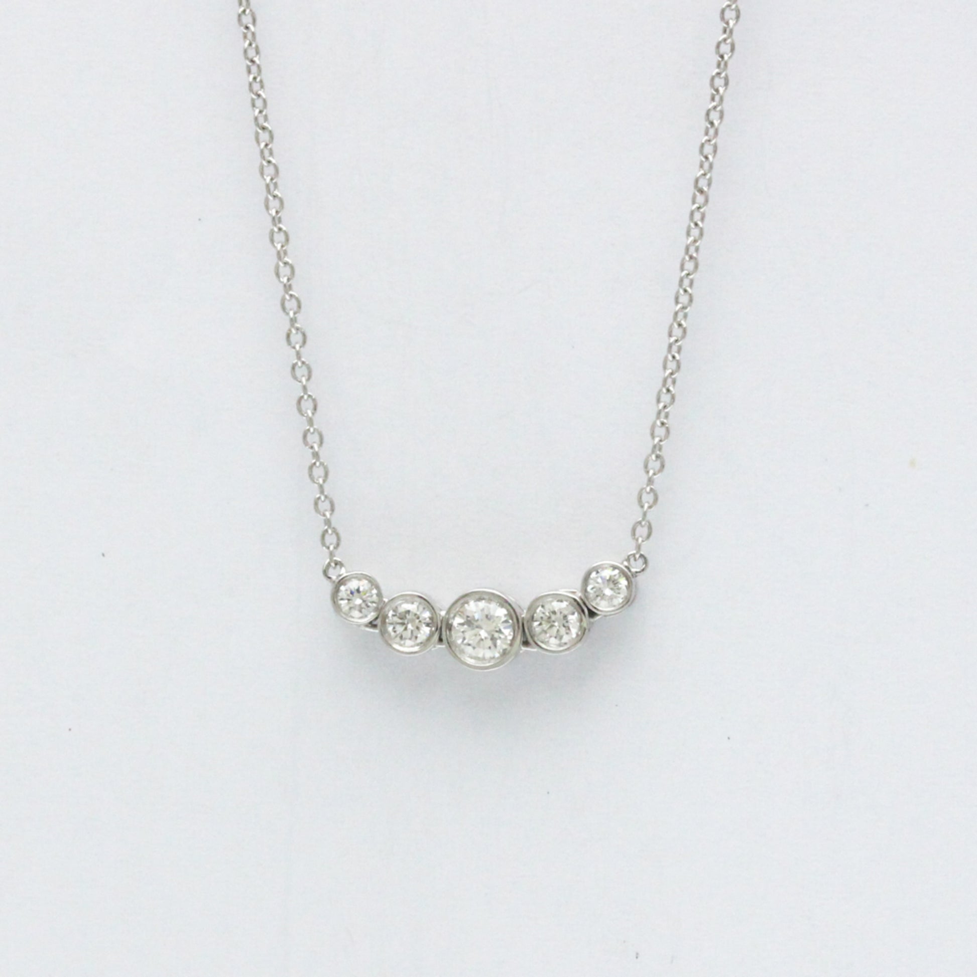 Tiffany & Co. Jazz Graduated Pendant Necklace Platinum and Diamonds, Silver, Platinum, Necklace