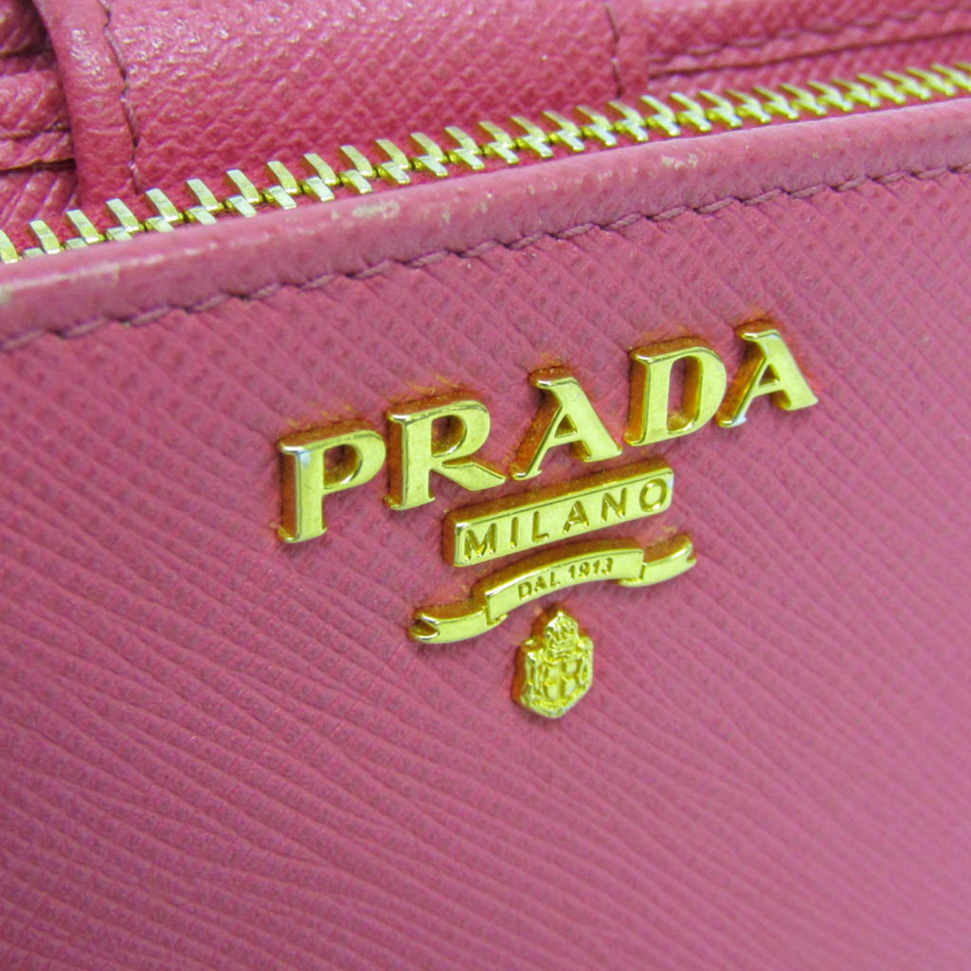 Prada Tab Bifold Wallet Saffiano Leather, Pink, Leather, Wallet