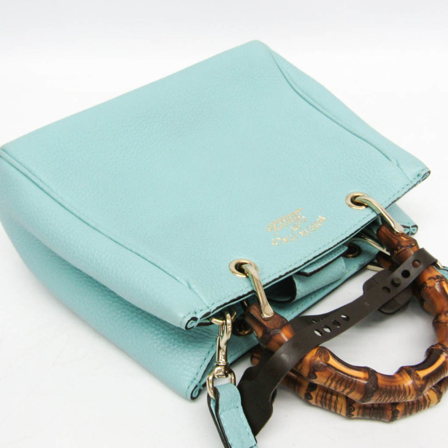 Gucci Bamboo Shopper Tote Leather, Blue, Leather, Tote Bag