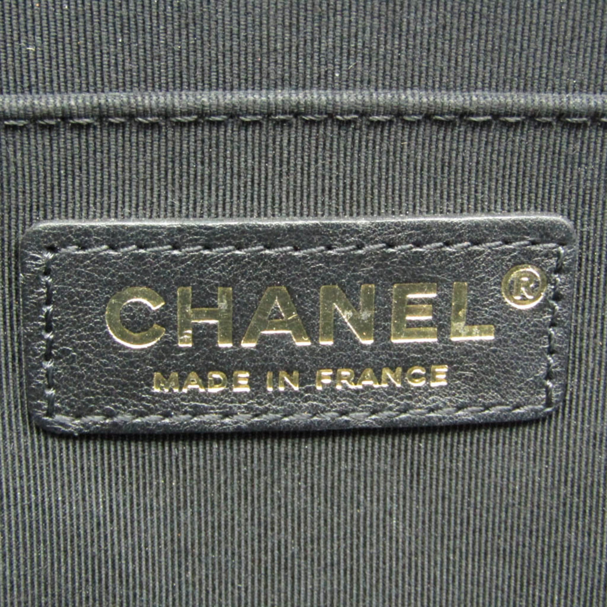 Chanel Vanity Case Bag Quilted Crumpled Calfskin, Black, Leather, Shoulder Bag