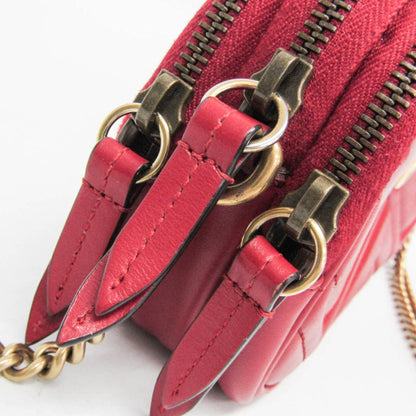 Gucci GG marmont Black leather, Red, Leather, Shoulder Bag