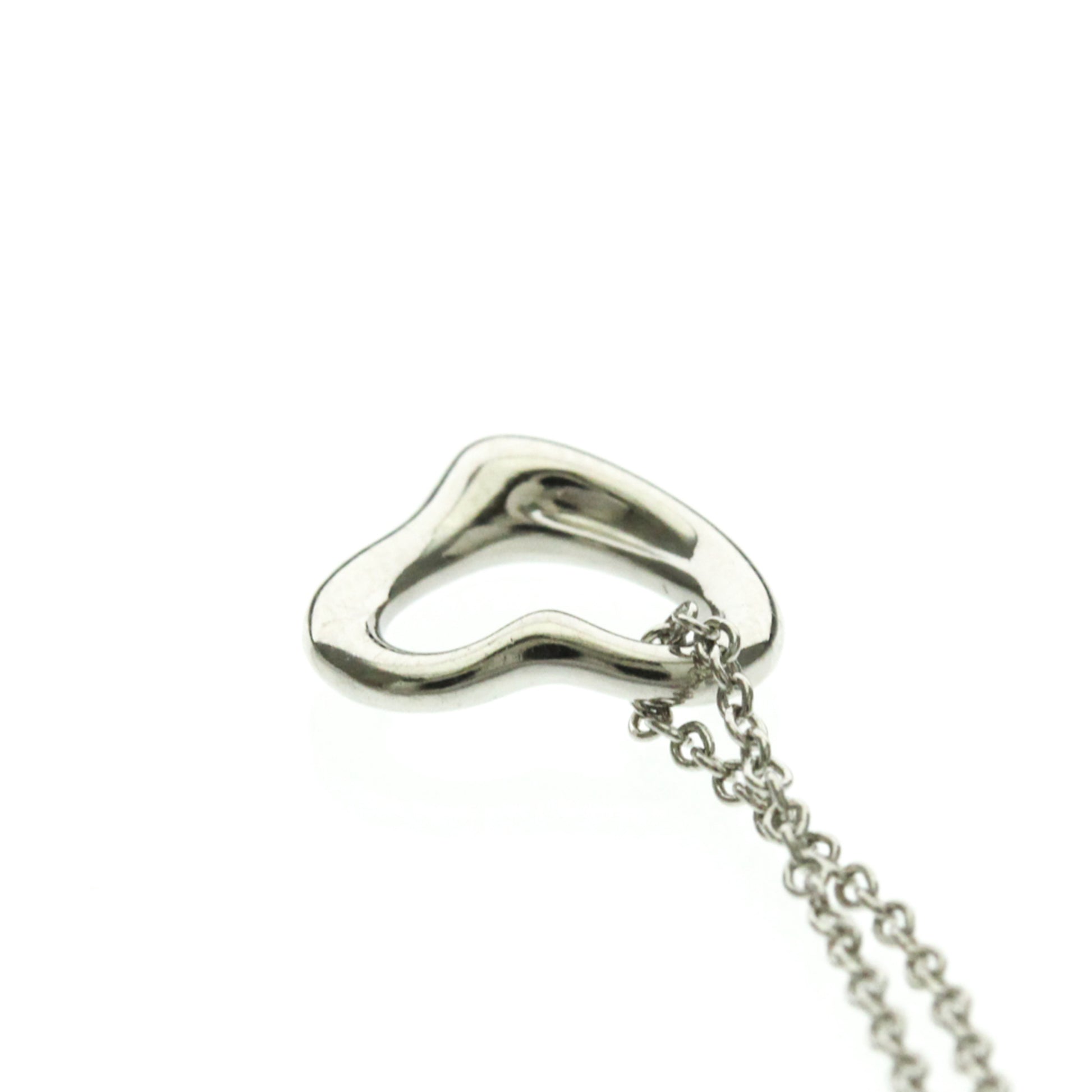 Tiffany & Co. Elsa Peretti Open Heart Pendant Necklace Platinum, Silver, Platinum, Necklace