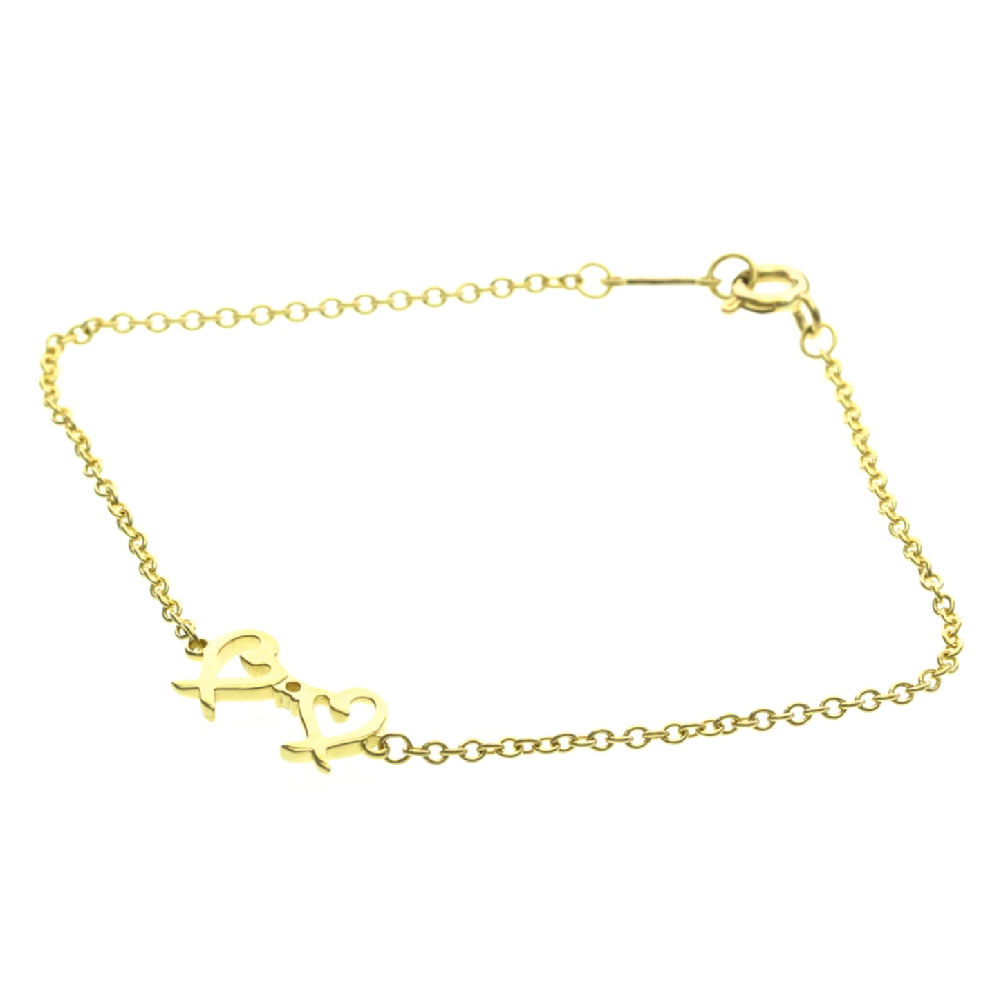 Tiffany & Co. Paloma Picasso Double Loving Heart Bracelet 18K Yellow Gold and Diamond, Gold, Yellow Gold, Bracelet