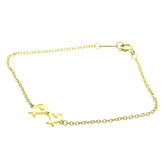 Tiffany & Co. Paloma Picasso Double Loving Heart Bracelet 18K Yellow Gold and Diamond, Gold, Yellow Gold, Bracelet