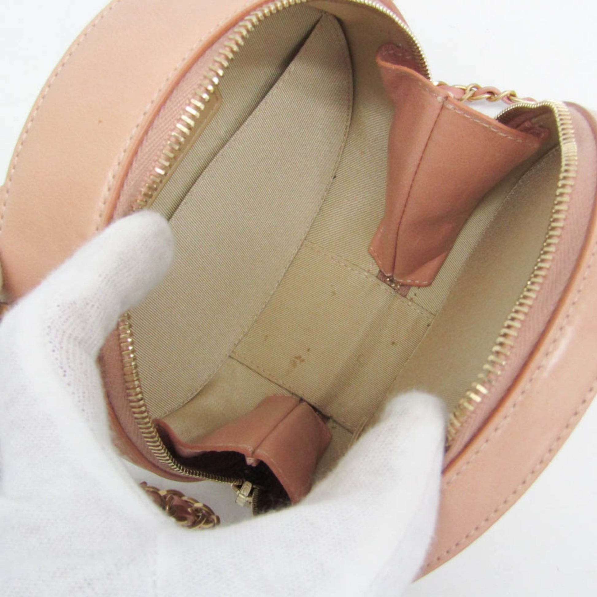 Chanel Round as Earth Crossbody Bag Glazed Calfskin, Pink, Leather, Shoulder Bag