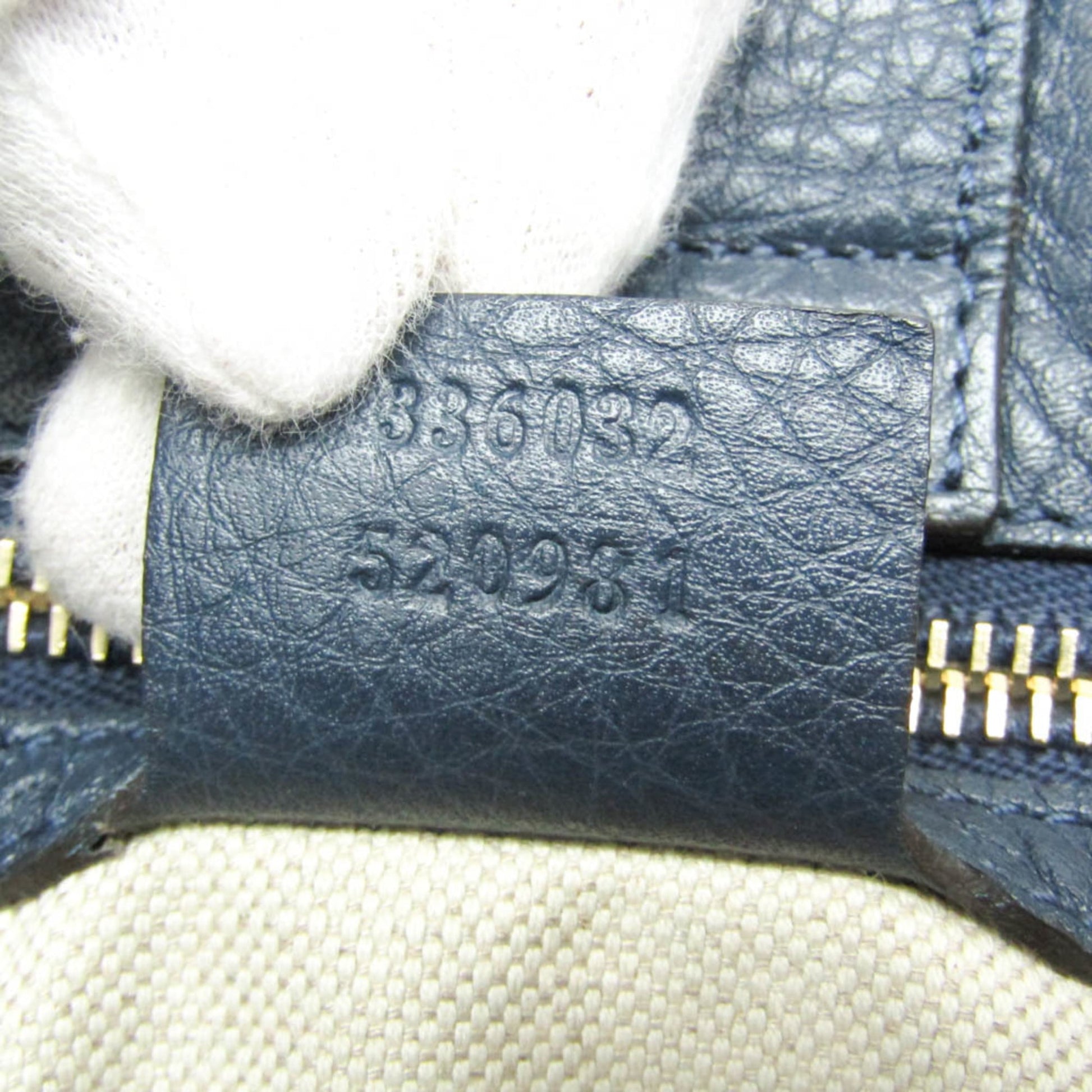 Gucci Bamboo Shopper Tote Leather, Blue, Leather, Tote Bag