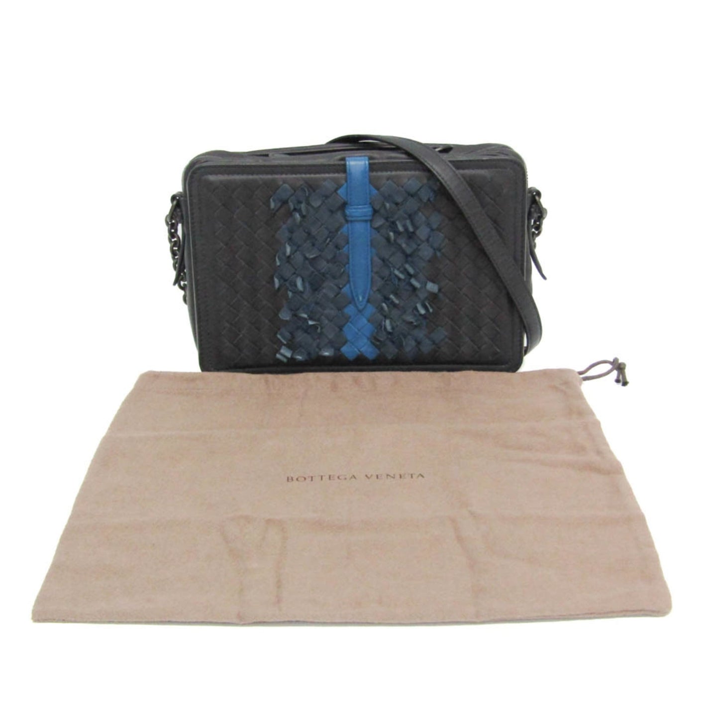 Bottega Veneta Belt Flap Camera Bag Intrecciato Nappa, NAVY, LEATHER, Shoulder bag