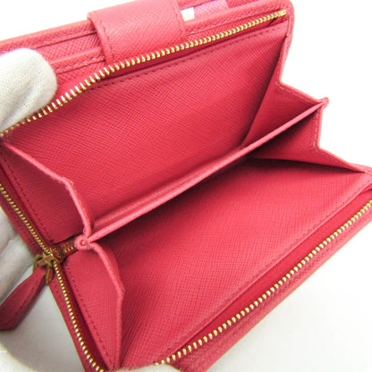 Prada Tab Bifold Wallet Saffiano Leather, Pink, Leather, Wallet