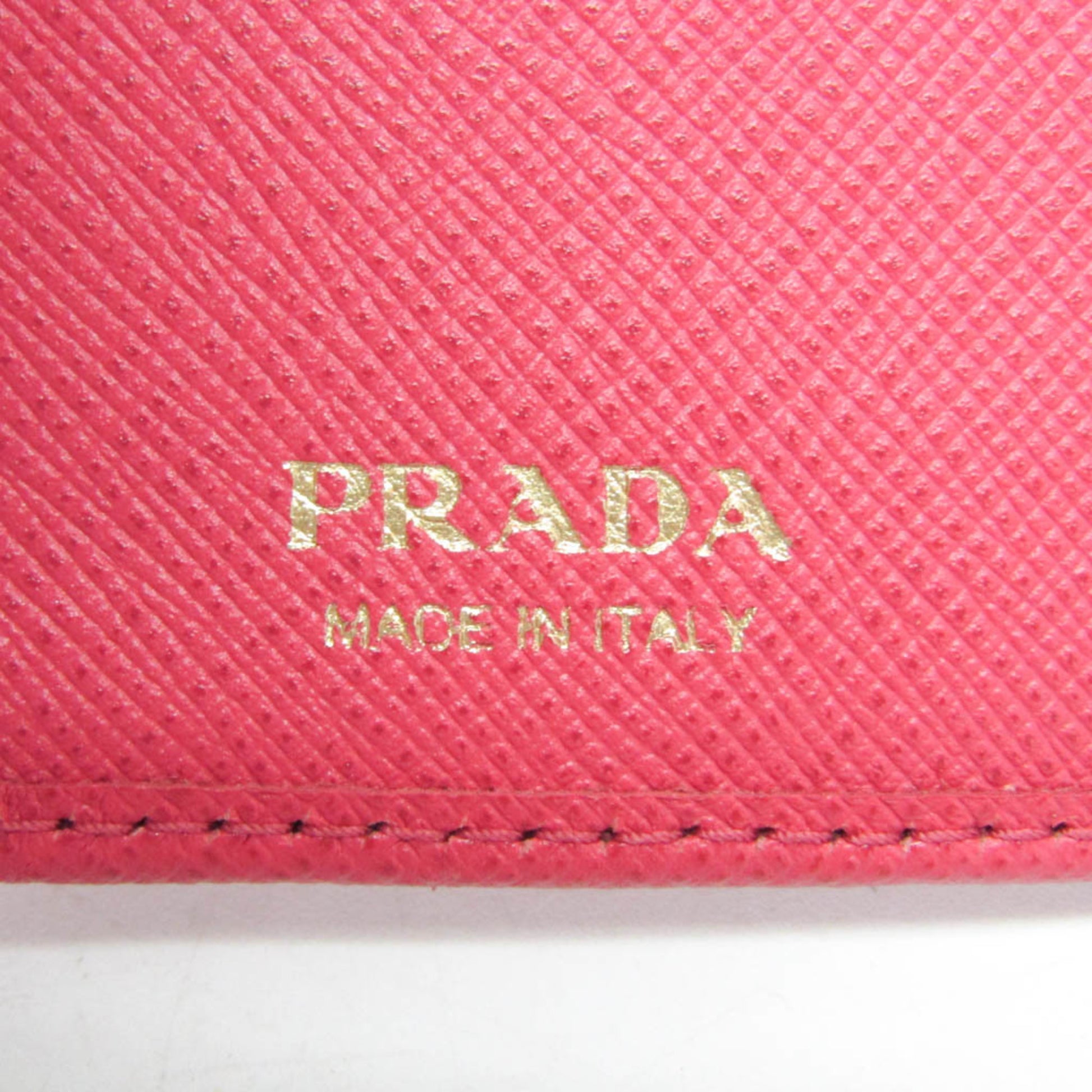 Prada Tab Bifold Wallet Saffiano Leather, Pink, Leather, Wallet
