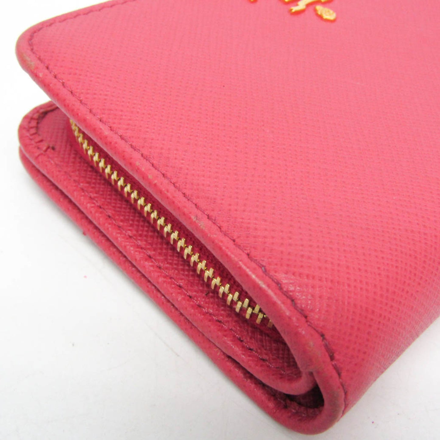 Prada Tab Bifold Wallet Saffiano Leather, Pink, Leather, Wallet