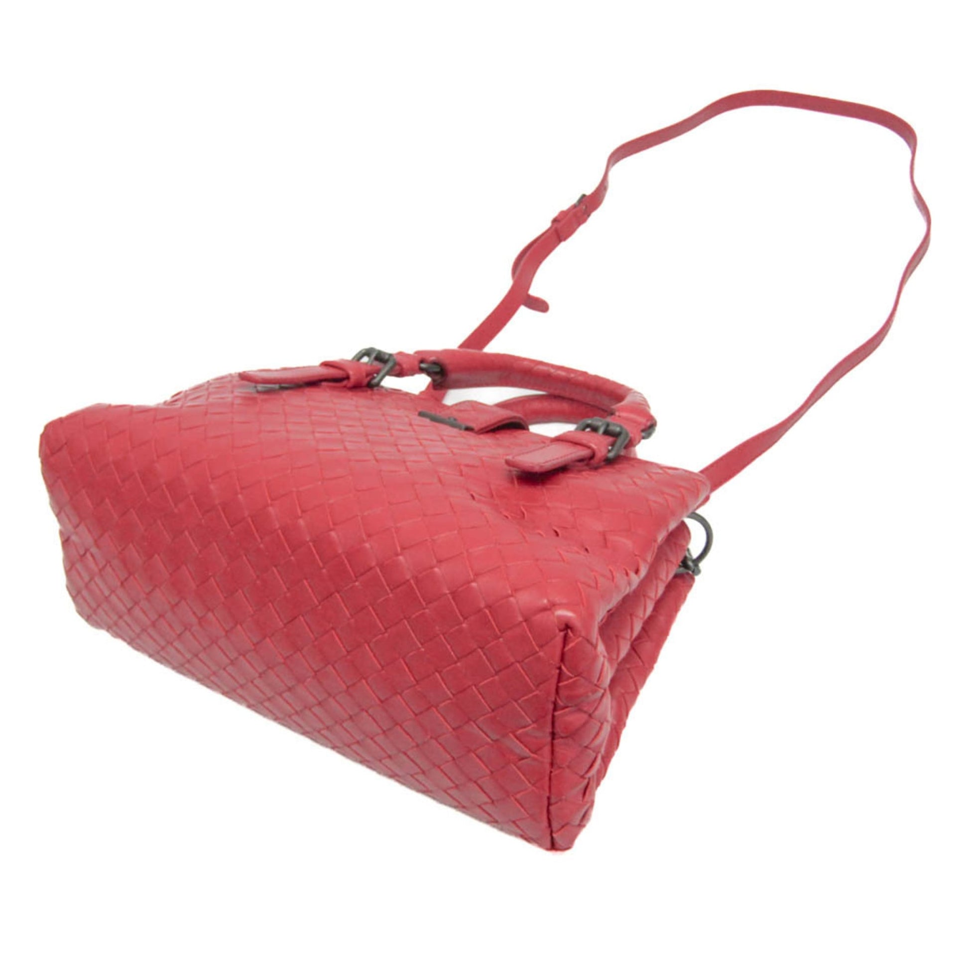 Bottega Veneta Roma Bag Intrecciato Nappa, RED, LEATHER, Shoulder bag