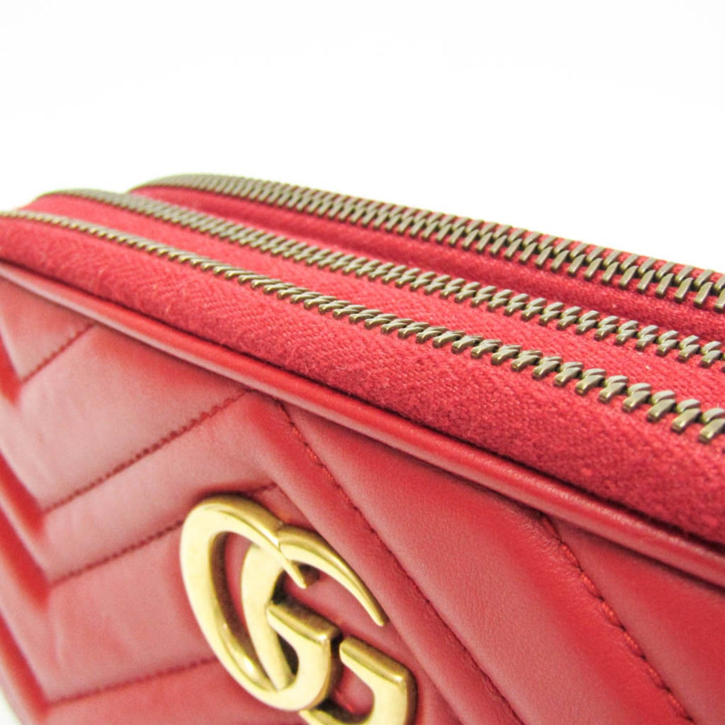 Gucci GG marmont Black leather, Red, Leather, Shoulder Bag