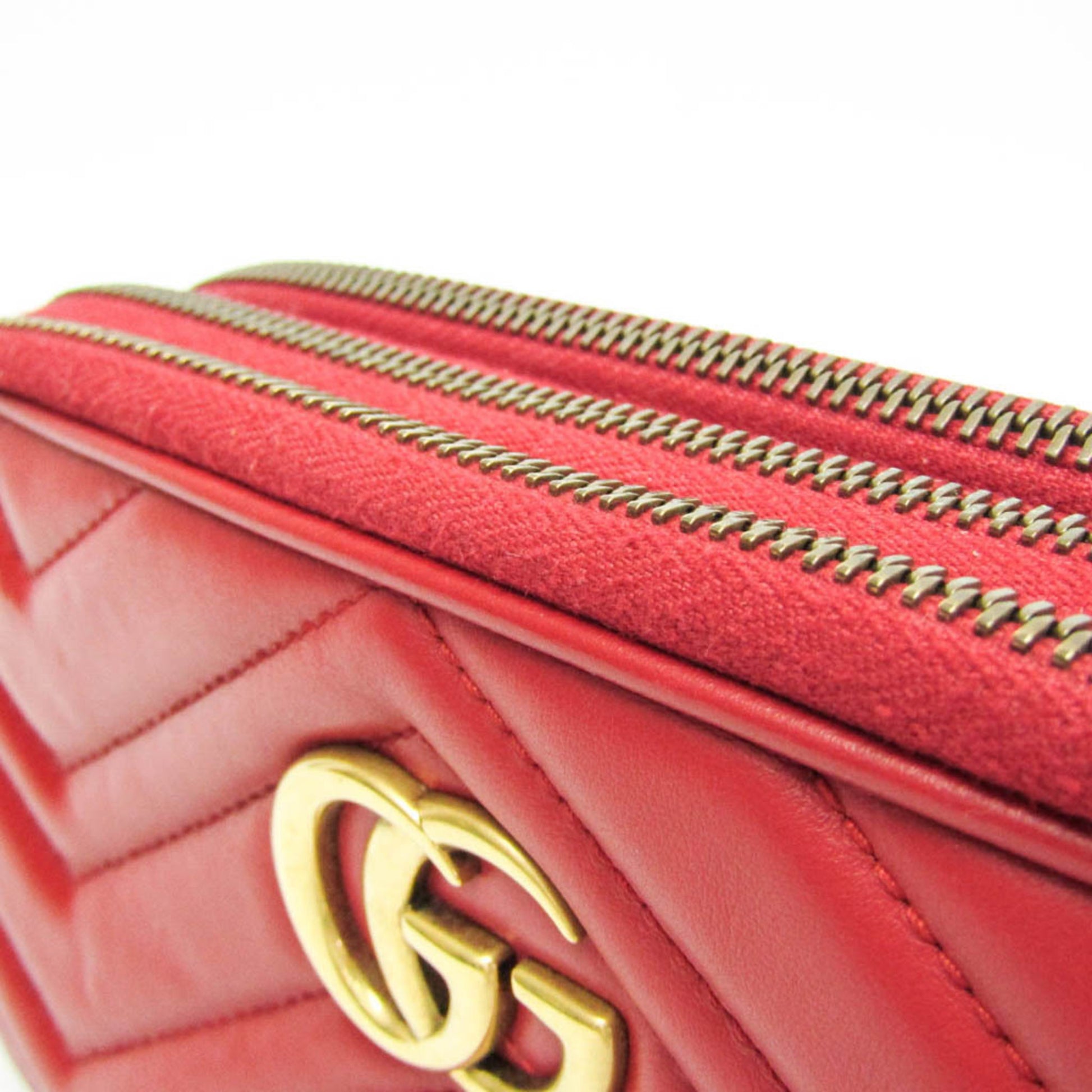 Gucci GG marmont Black leather, Red, Leather, Shoulder Bag