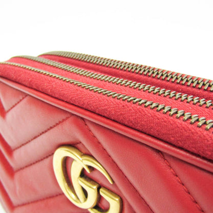Gucci GG marmont Black leather, Red, Leather, Shoulder Bag