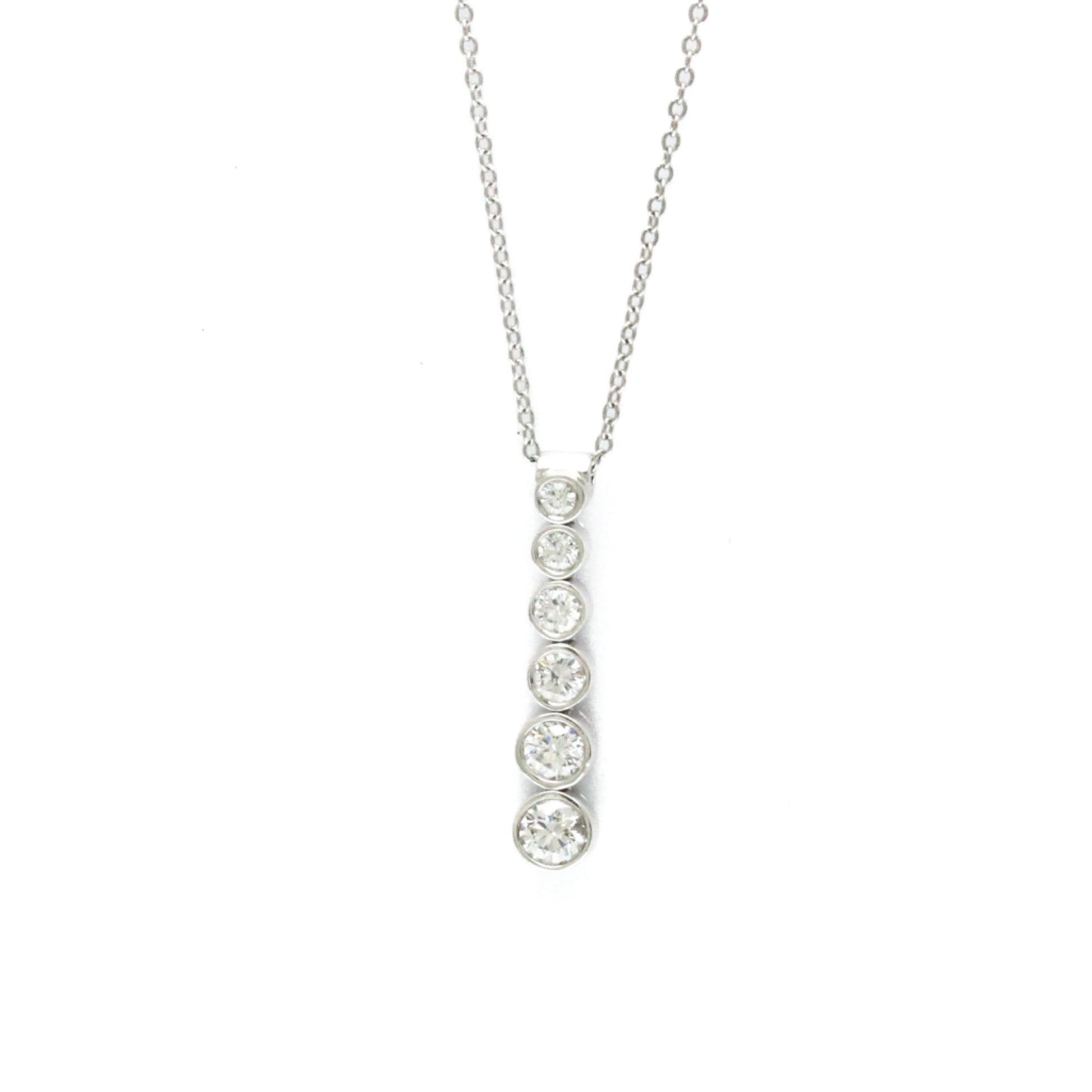 Tiffany & Co. Jazz Graduated Drop Pendant Necklace Platinum and Diamonds, Silver, Platinum, Necklace