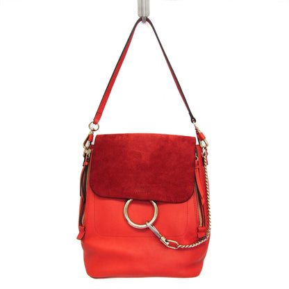 Chloe Faye Backpack Leather and Suede, Orange, Leather, Backpack