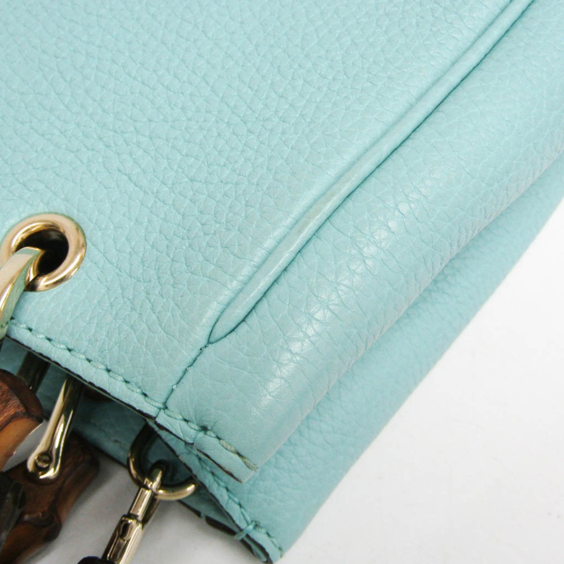 Gucci Bamboo Shopper Tote Leather, Blue, Leather, Tote Bag