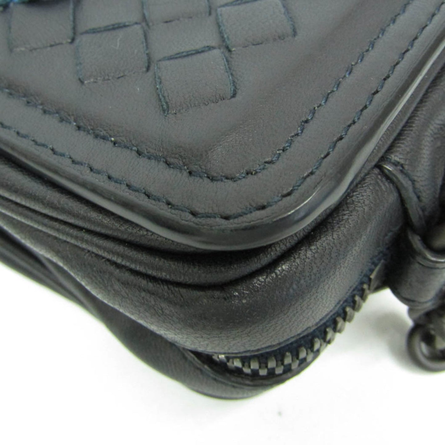 Bottega Veneta Belt Flap Camera Bag Intrecciato Nappa, NAVY, LEATHER, Shoulder bag
