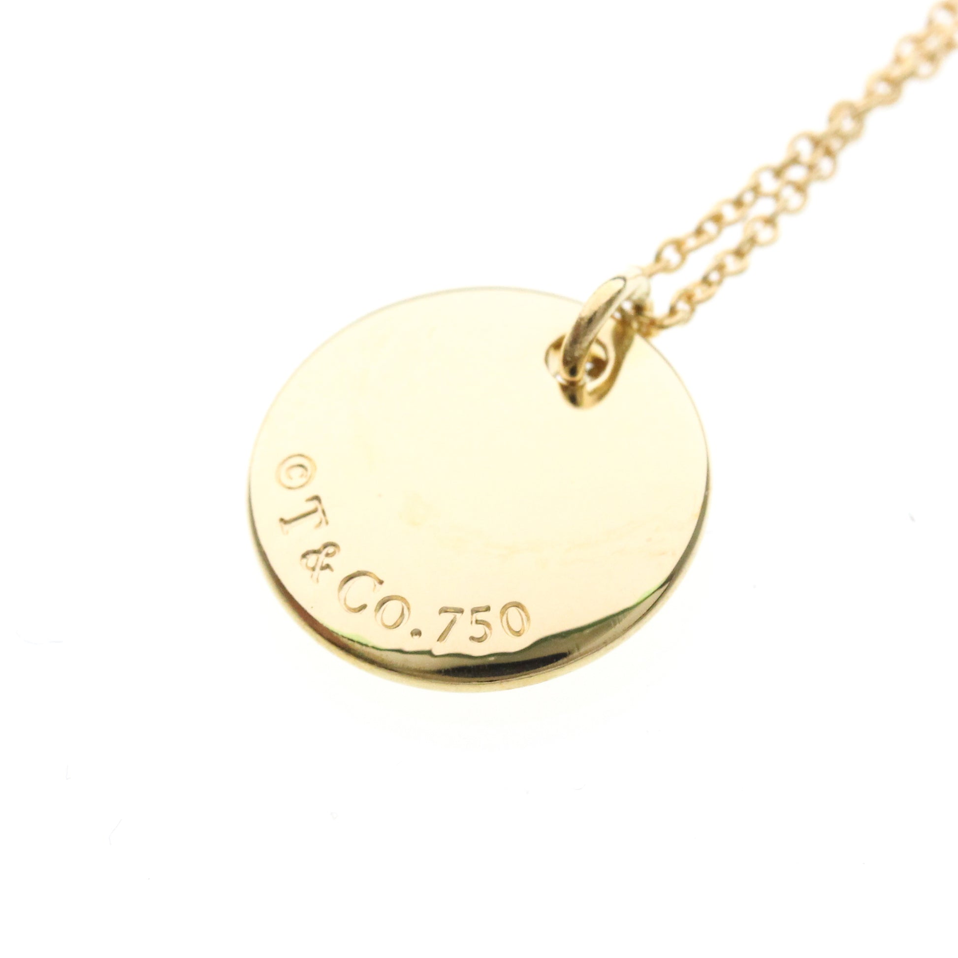 Tiffany & Co. Letter Disc Charm Pendant Necklace 18K Yellow Gold, Gold, Yellow Gold, Necklace